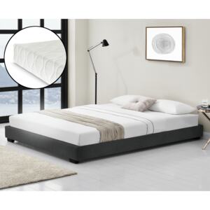 Cоrium® Modern műbőr kárpitozott ágy matraccal fekete 200 x 140 cm
