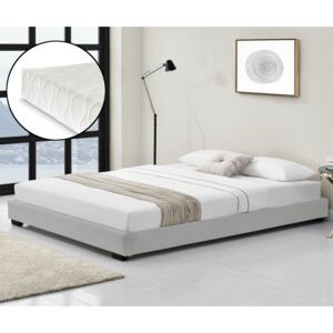 Cоrium® Modern műbőr kárpitozott ágy matraccal fehér 200 x 140 cm