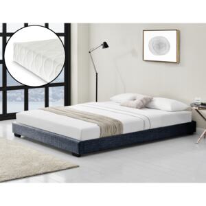 Cоrium® Modern műbőr kárpitozott ágy matraccal sötétszürke 200 x 180 cm
