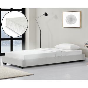 Cоrium® Modern műbőr kárpitozott ágy matraccal fehér 200 x 90 cm