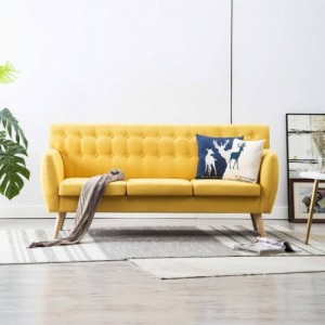 3 személyes sárga kárpitos kanapé 172 x 70 x 82 cm