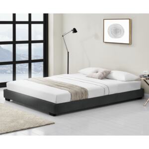 Kárpitozott ágy műbőr ágy ágykeret ágyráccsal 180x200 cm fekete Corium®