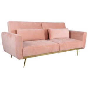 Széthúzhatós kanapé, rózsaszín Velvet anyag|gold króm-arany, HORSTA