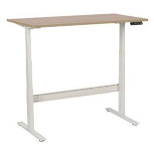 Manutan irodai asztal, elektromosan állítható magasság, 140 x 80 x 62,5 - 127,5 cm, egyenes kivitel, ABS 2 mm, tölgy