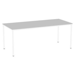 Versys étkezőasztal, fehér RAL 9003 színű lábazattal, 180 x 80 x 74,3 cm, világosszürke