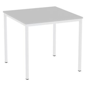 Versys étkezőasztal, fehér RAL 9003 színű lábazattal, 80 x 80 x 74,3 cm, világosszürke