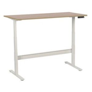 Manutan irodai asztal, elektromosan állítható magasság, 160 x 80 x 62,5 - 127,5 cm, egyenes kivitel, ABS 2 mm, tölgy