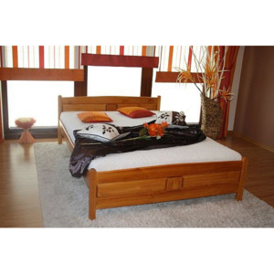 ANGEL magasított ágy + matrac + ágyrács, 140x200 cm, éger-lakk