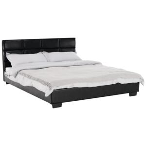 Ágy ágyráccsal, 160x200, fekete textilbőr, MIKEL