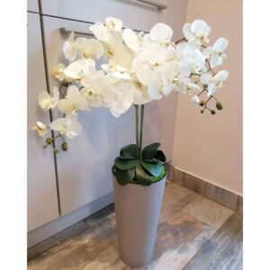 Padlóvázás élethű orchidea bézs vázával
