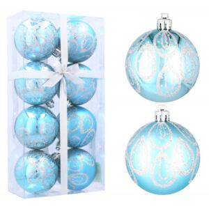Inlea4Fun Karácsonyfa dísz szett 8 darab gömb 6 cm - Kék/vízcsepp