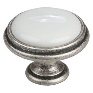 TULIP gomb Margarita antik ezüst/porcelán fehér