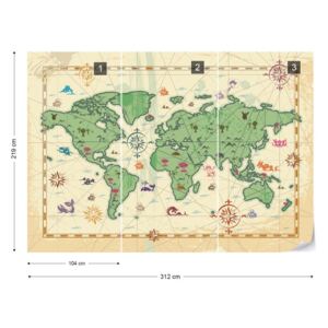 GLIX Fotótapéta - World Atlas Treasure Style Nem szőtt tapéta - 312x219 cm