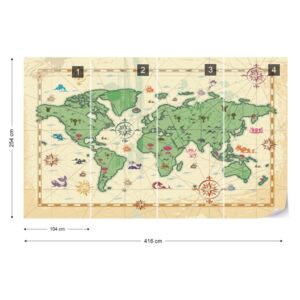 GLIX Fotótapéta - World Atlas Treasure Style Nem szőtt tapéta - 416x254 cm
