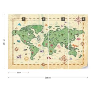 GLIX Fotótapéta - World Atlas Treasure Style Papírová tapeta - 368x254 cm