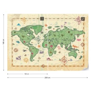 GLIX Fotótapéta - World Atlas Treasure Style Nem szőtt tapéta - 208x146 cm