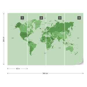 GLIX Fotótapéta - Political World Map Green Papírová tapeta - 368x254 cm