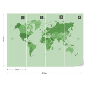 GLIX Fotótapéta - Political World Map Green Nem szőtt tapéta - 416x290 cm