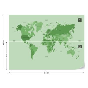 GLIX Fotótapéta - Political World Map Green Papírová tapeta - 254x184 cm