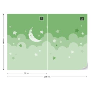 GLIX Fotótapéta - Sleepy Skies in Green Nem szőtt tapéta - 208x146 cm