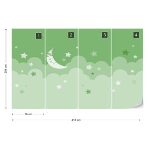 GLIX Fotótapéta - Sleepy Skies in Green Nem szőtt tapéta - 416x254 cm
