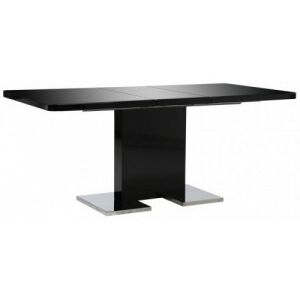 Magasfényű fekete kihúzható MDF étkezőasztal 180 x 90 x 76 cm