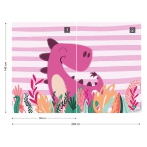 GLIX Fotótapéta - Dino in Pink Nem szőtt tapéta - 208x146 cm