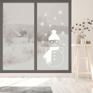 Snowman - ablak matrica 30x50 cm Fehér