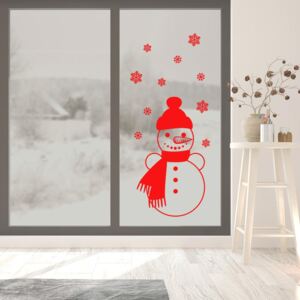 Snowman - ablak matrica 30x50 cm Piros
