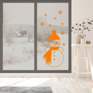 Snowman - ablak matrica 30x50 cm Narancssárga