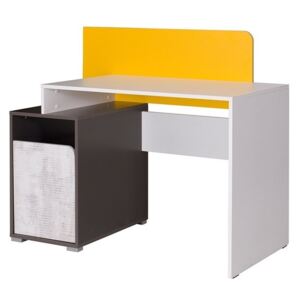 Íróasztal LVS1, Szín: Fehér + grafit + Enigma + sárga