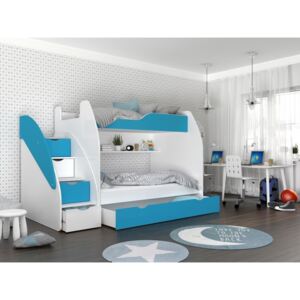 Emeletes ágy YM1 90 x 200 cm, Szín: Fehér + kék