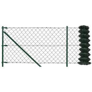 [pro.tec]® Drótháló kerítés szett 15 x 1 m ónozott támoszlop PVC bevonat zöld