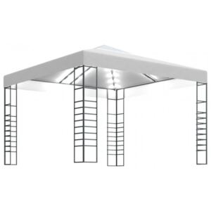 Fehér kerti pavilon fényfüzérrel 3 x 3 m