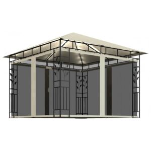 Krémszínű pavilon szúnyoghálóval|fényfüzérrel 3x3x2,73m 180g|m²