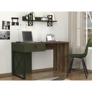 Íróasztal YN203 Dió + sötét zöld