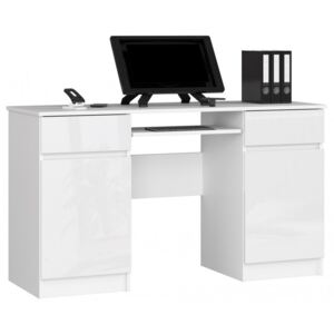 Íróasztal 135x50cm fehér, magasfényű fehér