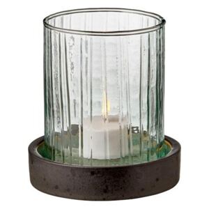 Dekoratív Gyertya LED Világítással és Üveg Gyertyatartóval, Hurricane 14557 Zöld, Ø11,5xM11 cm, Villa Collection