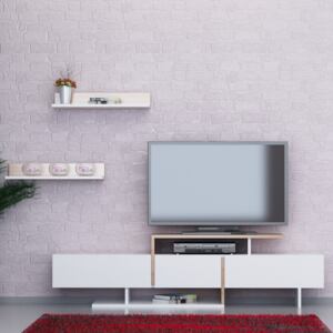 Tv-állvány YN2250 Fehér + tikfa