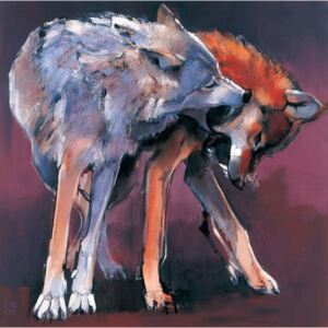 Adlington, Mark - Two Wolves, 2001 (oil on canvas) Festmény reprodukció