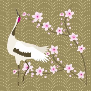 Huntley, Claire - The Cherry Blossom and the Crane Festmény reprodukció