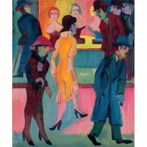 Kirchner, Ernst Ludwig - Street Scene by the Barber Shop; Strassenbild vor dem Friseurladen, 1926 Festmény reprodukció