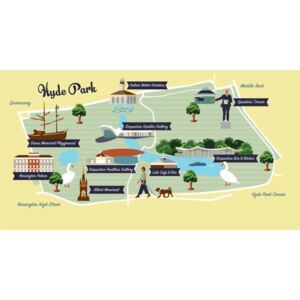 Huntley, Claire - Map of Hyde Park Festmény reprodukció