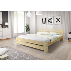HEUREKA ágy + matrac + ágyrács, 90x200 cm, natúr-lakk
