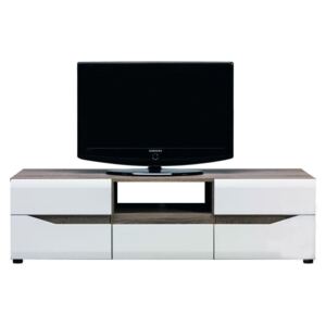 Tv-állvány AAH1 Sonoma tölgy + fényes fehér