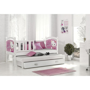 DOBBY P2 Color gyerekágy kétoldalas mintával + AJÁNDÉK matrac + ágyrács, 184x80 cm, fehér/minta 08