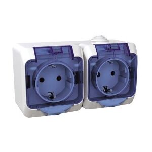 Schneider Electric Cedar Plus WDE000525 IP44 vízmentes földelt dupla csatlakozóaljzat (dugalj) gyermekvédelemmel, csapófedéllel, 2x2P+F, fehér színben, komplett szerelvény, falon kívül, vízmentes (IP44) 16A 250 ( WDE000525 )