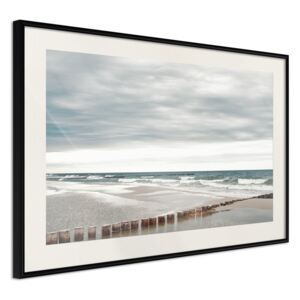 Bimago Chilly Morning at the Seaside - keretezett kép 60x40 cm Fekete keret paszpartu