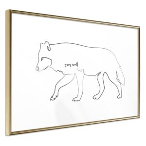 Bimago Grey Wolf - keretezett kép 60x40 cm Arany keret