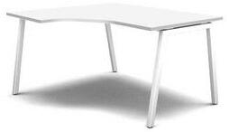 MOON A ergo irodai asztal, 140 x 120 x 74 cm, balos kivitel, fehér/fehér